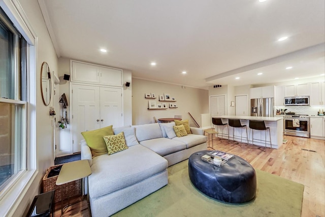 2136 W Schiller St Unit 1R, Chicago, IL 60622 - living area with light wood-type flooring, recessed lighting, and healthy amount of natural light