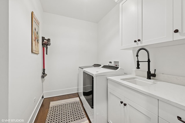 4603 Oakwood Ave, Downers Grove, IL 60515 - washroom with cabinet space, washer and dryer, and dark wood finished floors