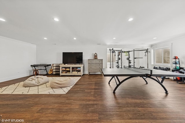 4603 Oakwood Ave, Downers Grove, IL 60515 - playroom with ornamental molding, recessed lighting, and wood finished floors
