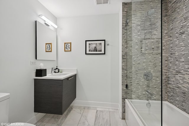 1018 N Larrabee St Unit 5S, Chicago, IL 60610 - bathroom with marble look tiles, vanity, and washtub / shower combination