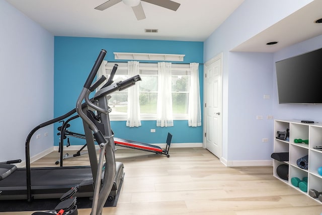 15442 W Purley Ct, Homer Glen, IL 60491 - exercise area featuring wood finished floors and ceiling fan