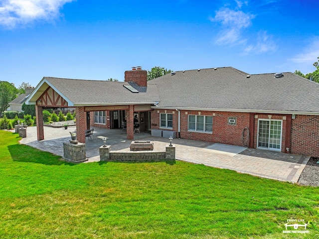 15442 W Purley Ct, Homer Glen, IL 60491 - back of house featuring a patio, a yard, a fire pit, and brick siding