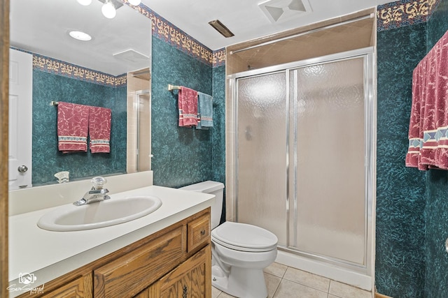 658 Brookside Ln, Frankfort, IL 60423 - bathroom featuring tile patterned floors, a shower stall, and vanity