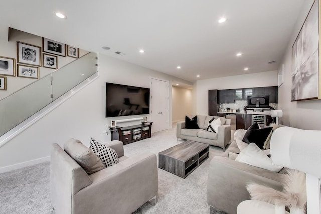 922 N Hermitage Ave Unit 1, Chicago, IL 60622 - living area featuring carpet, recessed lighting, and stairs