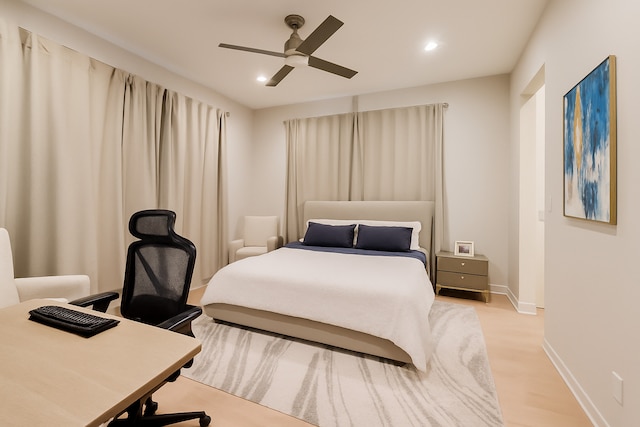 922 N Hermitage Ave Unit 1, Chicago, IL 60622 - bedroom featuring recessed lighting, a desk, and a ceiling fan