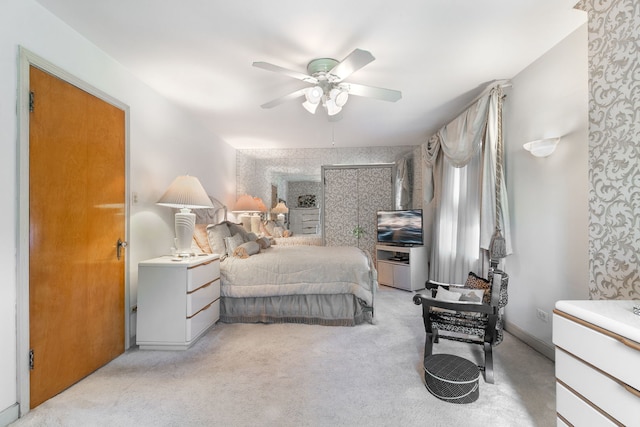400 Selborne Rd, Riverside, IL 60546 - bedroom with light carpet and a ceiling fan