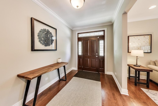 6067 N Oconto Ave, Chicago, IL 60631 - entrance foyer with ornamental molding and dark wood-style floors