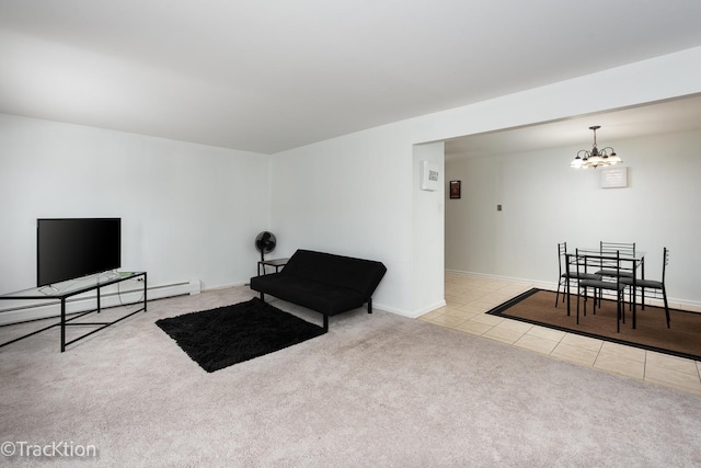 670 Marilyn Ave Unit 103, Glendale Heights, IL 60139 - tiled living area featuring a chandelier and carpet flooring