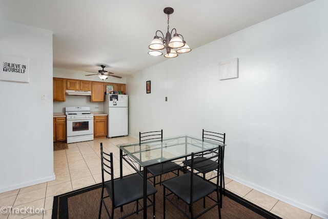 670 Marilyn Ave Unit 103, Glendale Heights, IL 60139 - dining space featuring light tile patterned flooring, ceiling fan, and a chandelier