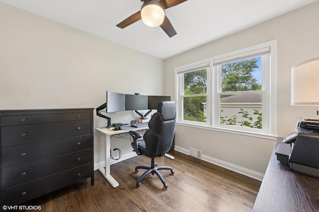 588 Glendale Ave, Glen Ellyn, IL 60137 - office featuring ceiling fan and wood finished floors