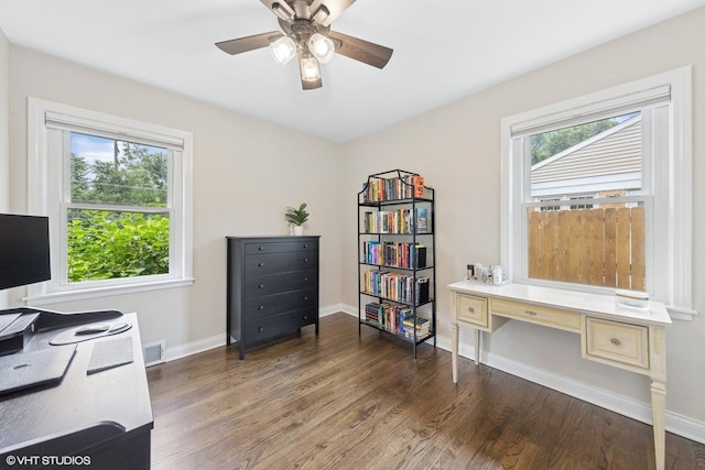 588 Glendale Ave, Glen Ellyn, IL 60137 - office featuring wood finished floors and a ceiling fan