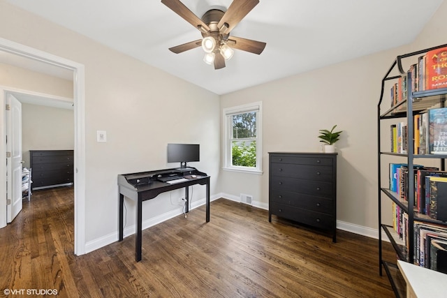588 Glendale Ave, Glen Ellyn, IL 60137 - office with a ceiling fan and wood finished floors