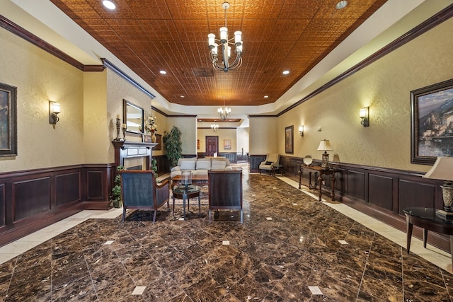 50 N Plum Grove Rd Unit 703E, Palatine, IL 60067 - lobby featuring a decorative wall, crown molding, recessed lighting, and wainscoting