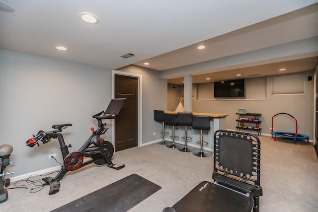 7613 Stratford Pl, Darien, IL 60561 - workout room featuring carpet flooring and recessed lighting