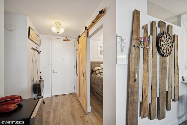 400 E Randolph St Unit 826, Chicago, IL 60601 - hall with a barn door and light wood finished floors