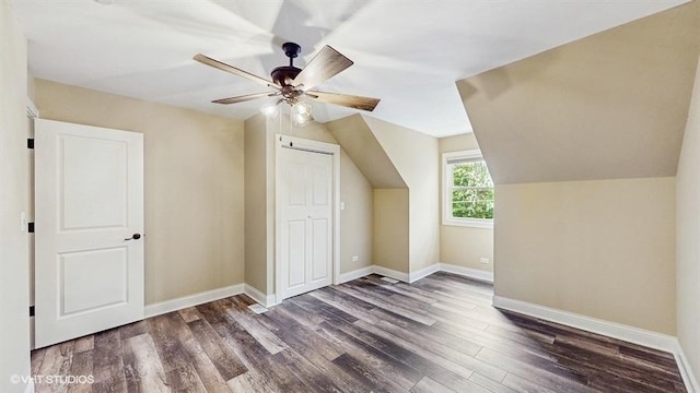 137 Forest Ave, Fox Lake, IL 60020 - additional living space with wood finished floors, ceiling fan, and vaulted ceiling