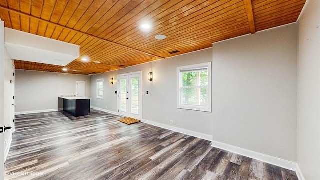 137 Forest Ave, Fox Lake, IL 60020 - unfurnished room featuring wooden ceiling, dark wood-style flooring, and recessed lighting