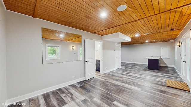 137 Forest Ave, Fox Lake, IL 60020 - below grade area featuring wooden ceiling, wood finished floors, and recessed lighting