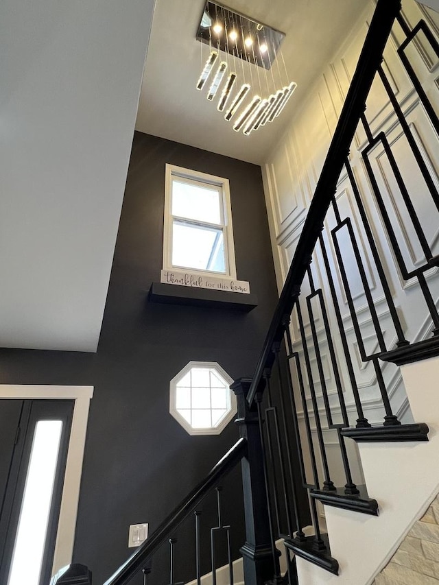 2472 Worthington Dr, Aurora, IL 60506 - staircase featuring a high ceiling