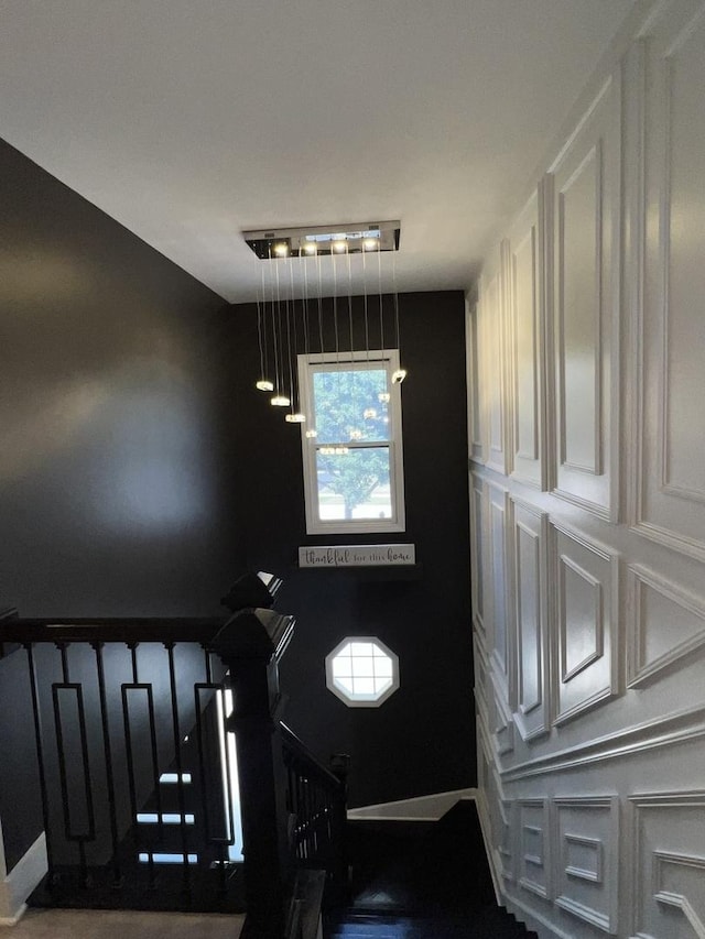 2472 Worthington Dr, Aurora, IL 60506 - doorway with stairway and a chandelier