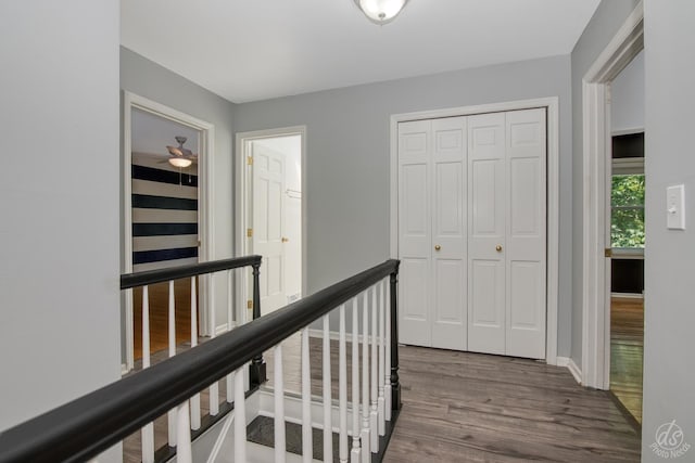 28426 W Lindbergh Dr, Barrington, IL 60010 - corridor featuring dark wood-style floors and an upstairs landing