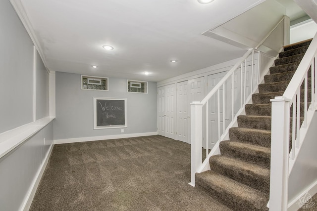 28426 W Lindbergh Dr, Barrington, IL 60010 - finished below grade area featuring carpet flooring, stairs, and recessed lighting