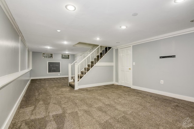 28426 W Lindbergh Dr, Barrington, IL 60010 - finished basement featuring carpet floors, stairs, and recessed lighting