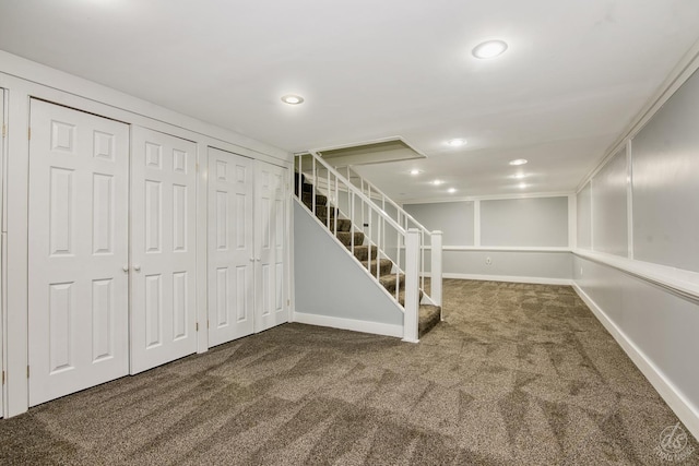 28426 W Lindbergh Dr, Barrington, IL 60010 - finished below grade area featuring carpet floors, recessed lighting, and stairway