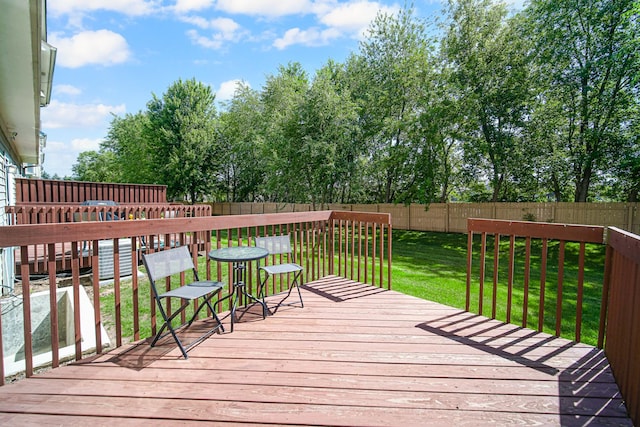 4576 Hilltop Dr, Loves Park, IL 61111 - wooden terrace with a fenced backyard
