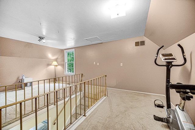 29W409 White Oak Dr, Warrenville, IL 60555 - hallway featuring carpet and lofted ceiling