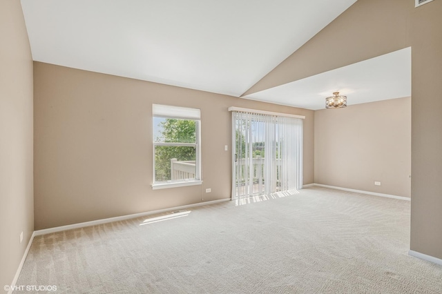 1234 Ballantrae Pl Unit D, Mundelein, IL 60060 - carpeted empty room featuring baseboards and vaulted ceiling