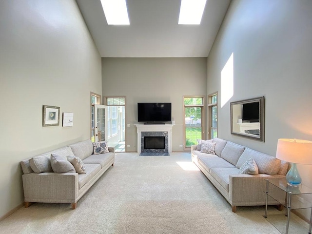1920 Waverly Cir, Saint Charles, IL 60174 - carpeted living area with high vaulted ceiling and a high end fireplace