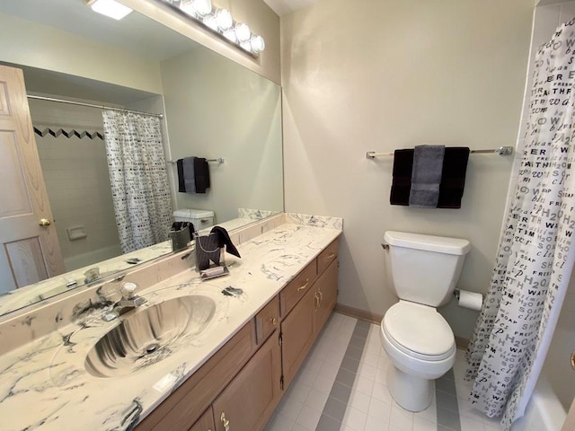 1920 Waverly Cir, Saint Charles, IL 60174 - full bathroom with vanity, a shower with shower curtain, and tile patterned floors