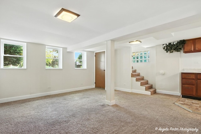 67 Wells St, Fox Lake, IL 60020 - basement with stairway and light colored carpet