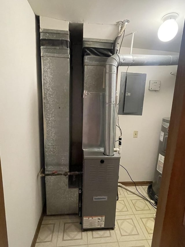 124 White Oak Ct Unit 2, Schaumburg, IL 60195 - utility room with electric panel, electric water heater, and heating unit