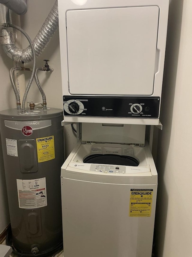 124 White Oak Ct Unit 2, Schaumburg, IL 60195 - laundry room with stacked washer and clothes dryer and water heater