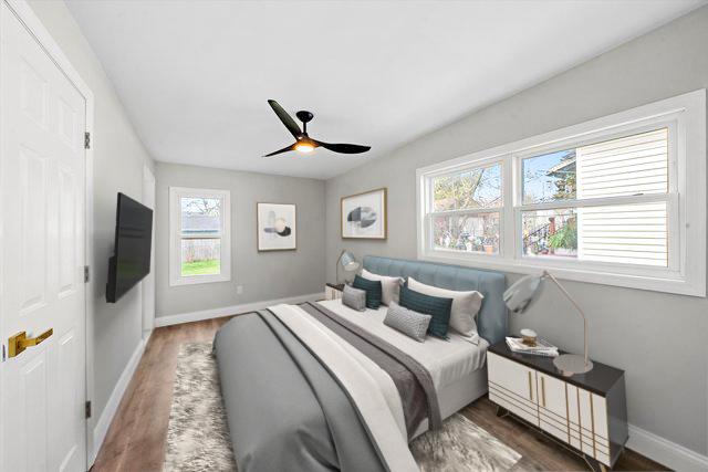 1326 N Poplar Ave, Round Lake Beach, IL 60073 - bedroom featuring wood finished floors and a ceiling fan