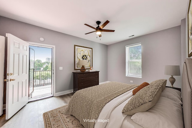 6415 S Kimbark Ave Unit 3, Chicago, IL 60637 - bedroom with access to exterior, ceiling fan, and light wood-style floors