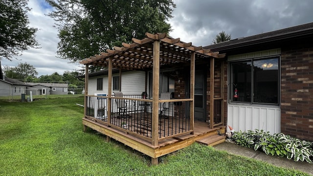 500 Jenkran Way Unit 2, Morrison, IL 61270 - wooden terrace with a pergola and a lawn