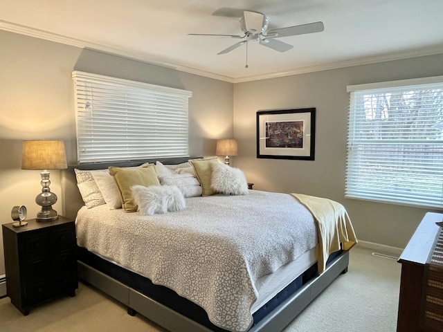 441 Highland Ave, Crystal Lake, IL 60014 - bedroom featuring light colored carpet, crown molding, and ceiling fan