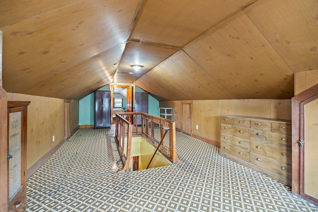 2955 N Lotus Ave, Chicago, IL 60641 - bonus room featuring wood walls, lofted ceiling, and wooden ceiling