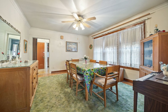 2955 N Lotus Ave, Chicago, IL 60641 - dining area with ceiling fan and crown molding