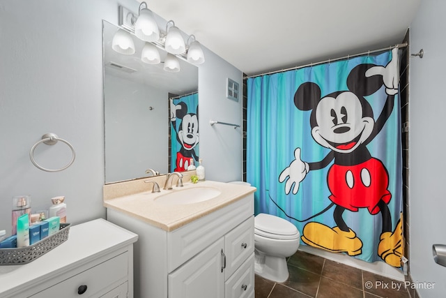 61 W Pier Dr Unit 201, Westmont, IL 60559 - bathroom with vanity, tile patterned floors, and a shower with shower curtain