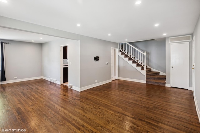 2543 Crawford Ave, Evanston, IL 60201 - empty room with stairway, recessed lighting, and wood finished floors