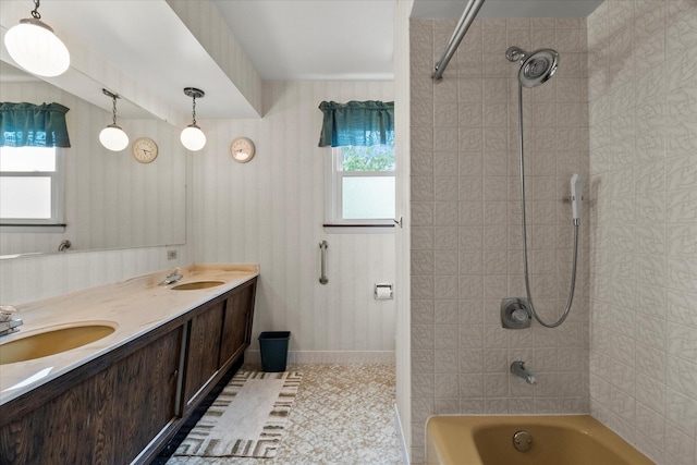 9160 S 88th Ct, Hickory Hills, IL 60457 - full bath with healthy amount of natural light,  shower combination, and double vanity