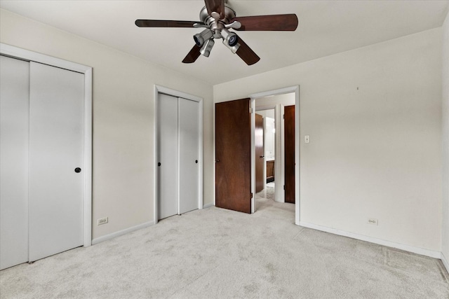 9160 S 88th Ct, Hickory Hills, IL 60457 - unfurnished bedroom with two closets, carpet flooring, and a ceiling fan