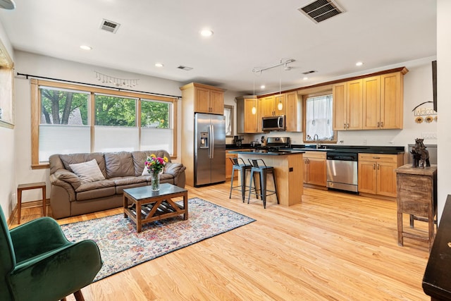 2222 Grey Ave, Evanston, IL 60201 - living area featuring recessed lighting and light wood-style flooring