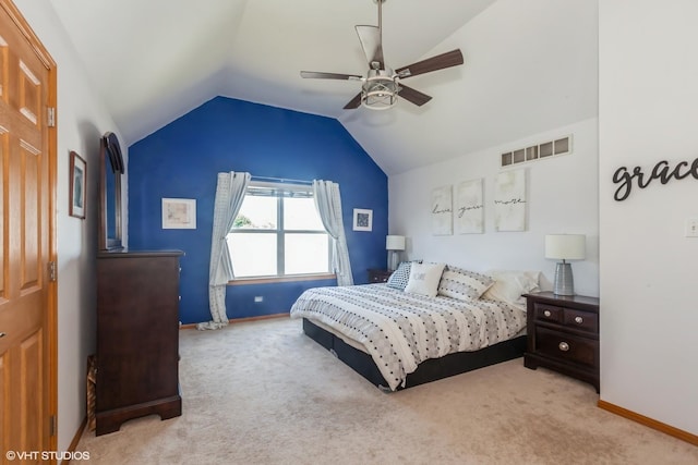 4705 Peacock Ln, Plainfield, IL 60586 - bedroom featuring carpet flooring, vaulted ceiling, and a ceiling fan