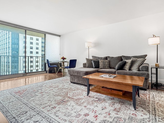 3150 N Sheridan Rd Unit 10C, Chicago, IL 60657 - living area featuring wood finished floors and a wall of windows