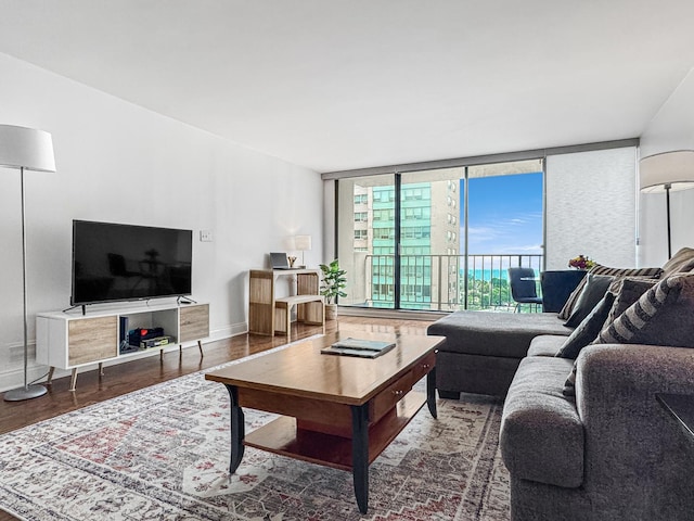 3150 N Sheridan Rd Unit 10C, Chicago, IL 60657 - living room with wood finished floors and a wall of windows